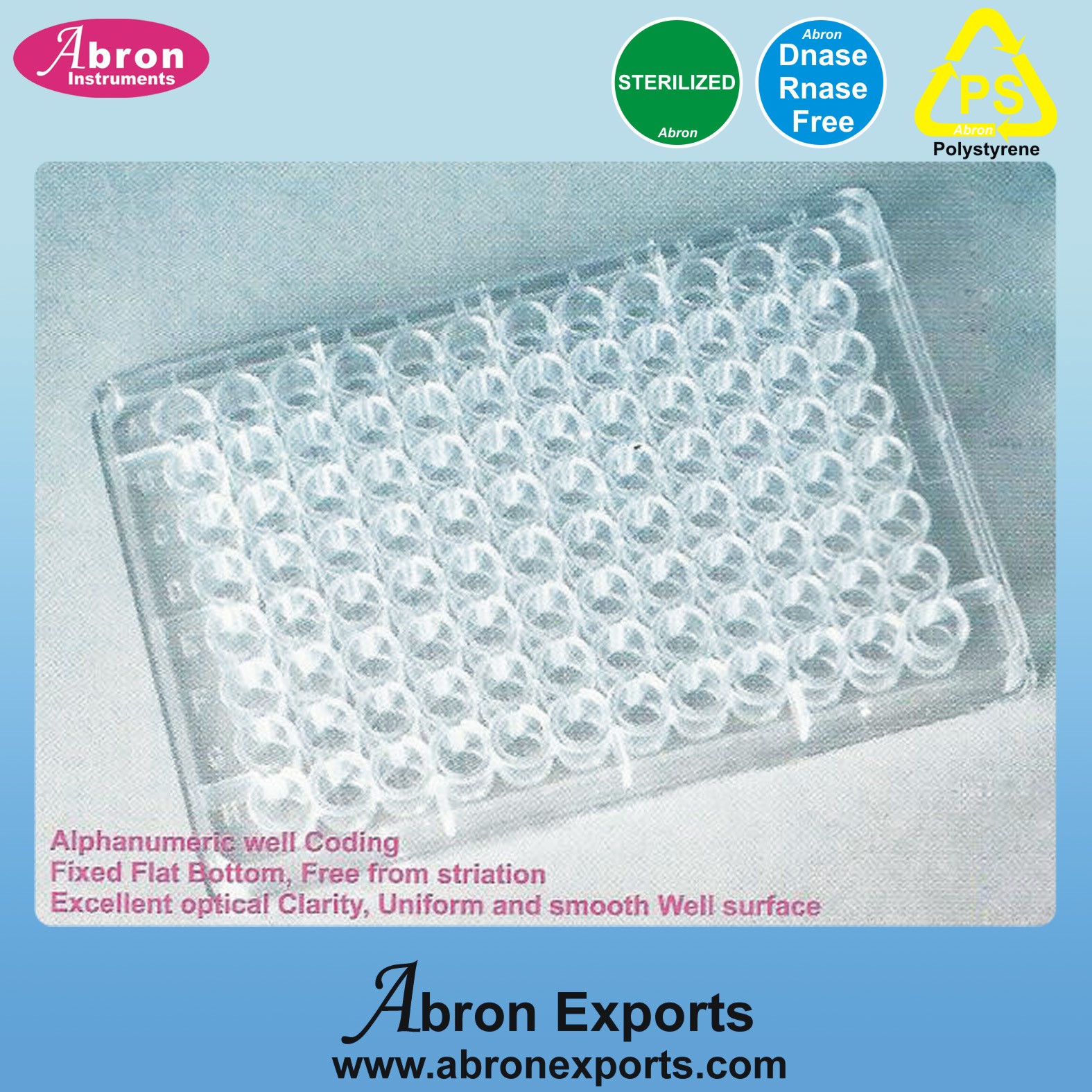 Cell Culture Plate 96 Wells U Bottom Sterile With Lid Dimensions Pack of 100pc 85mmx126mm Abron AB-540PS96LU